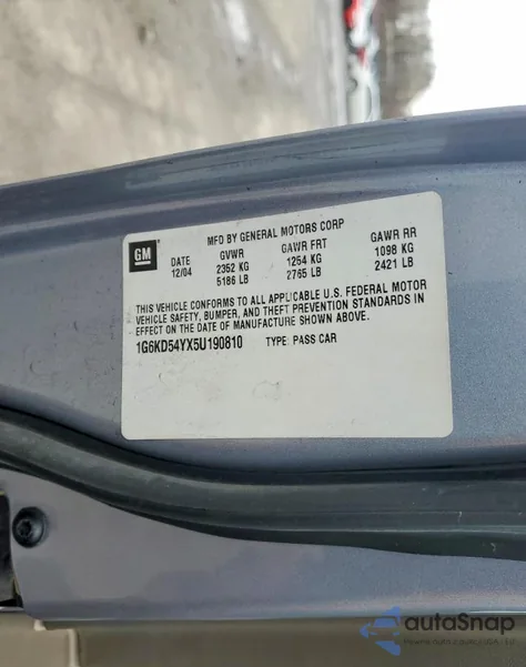 2005 Cadillac Deville z USA, uszkodzony, nr VIN 1G6KD54YX5U190810